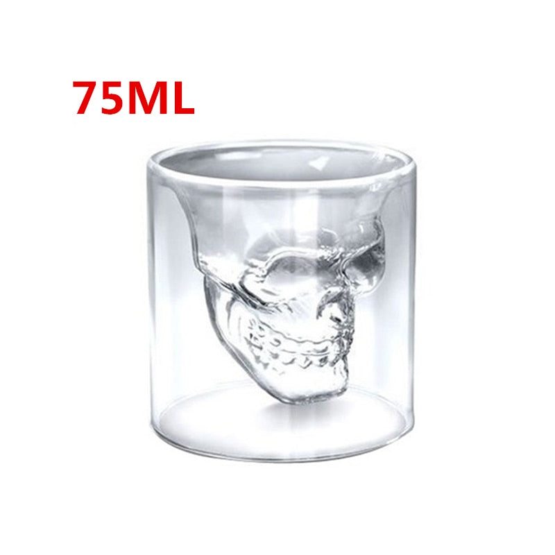 Creative skull glass whisky vodka wine crystal bottle spirits cups transparent wine drinking cups bar home shot glasses set