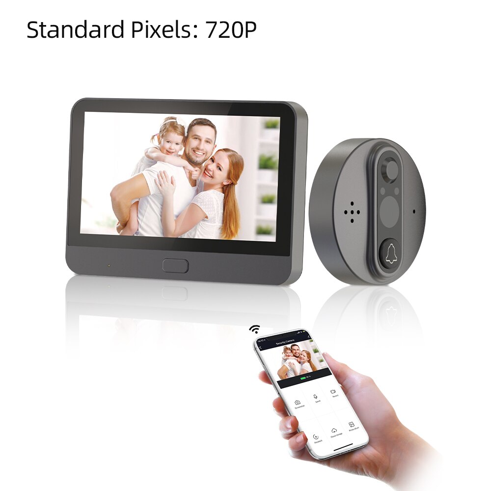 Jeatone Tuya smart WiFi door bell With 1080P/120°Camera video peephole for door 4.3" LCD screen 24H PIR Movement Detection Eye