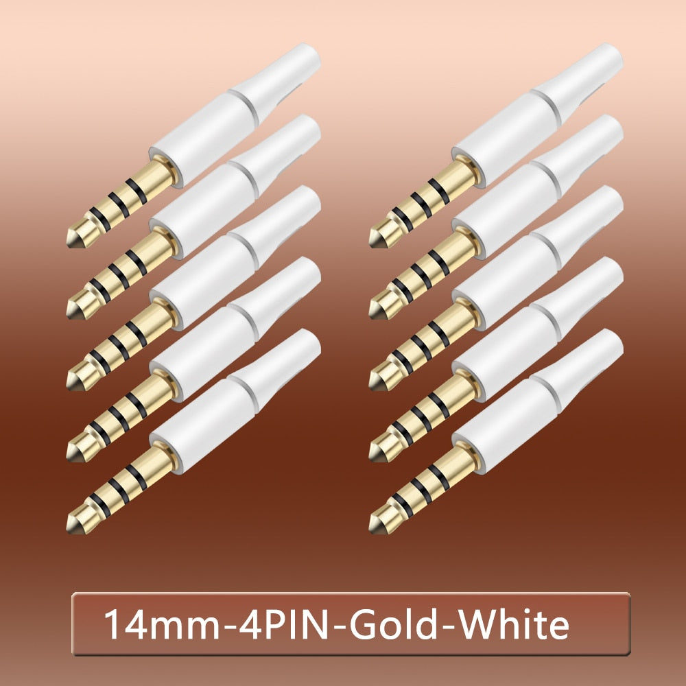 10pcs White And Black 3.5mm Stereo Headset Plug 3/4 Poles 3.5 Audio Plug Jack Adapter Connector for Iphone New Outlet 2.5mm