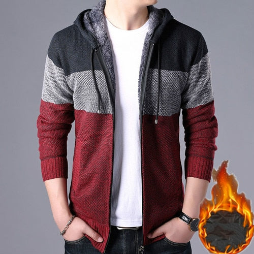 2022 Autumn Winter Men Hoodies Cardigan Men Striped Knitted Sweaters Mens Hoody Sweatercoats Brand Male Fleece Sweaters 3XL