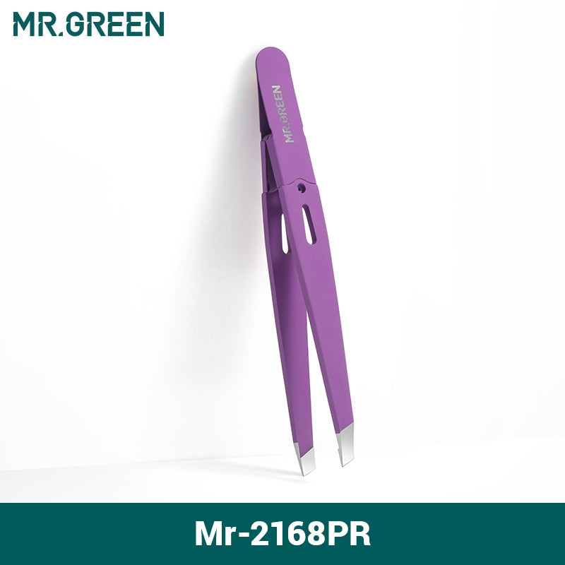 MR.GREEN Eyebrow Tweezer Colorful Hair Beauty Fine Hairs Puller Stainless Steel Slanted Eye Brow Clips Removal Makeup Tools