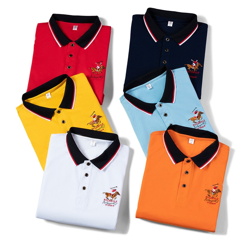 polo shirt men Summer new Men's short-sleeved polo shirt mens embroidery synthetic fiber Fabric youth casual business polo shirt