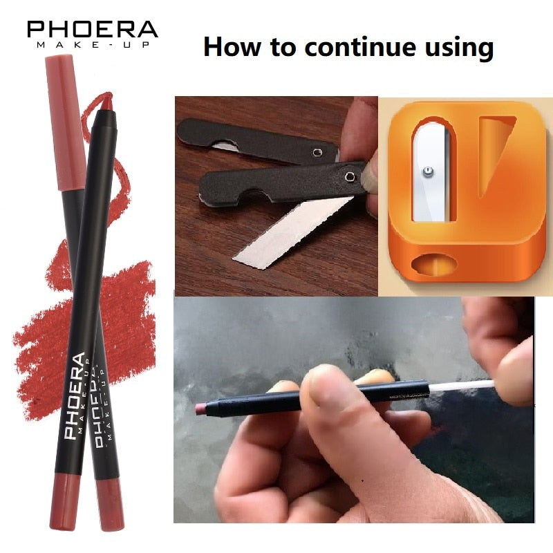 PHOERA 13 Colors Lipliner Pencil Lip Makeup Lipstick Pencils Waterproof Lipliner Lady Charming Lip Liner Cosmetics Maquiagem