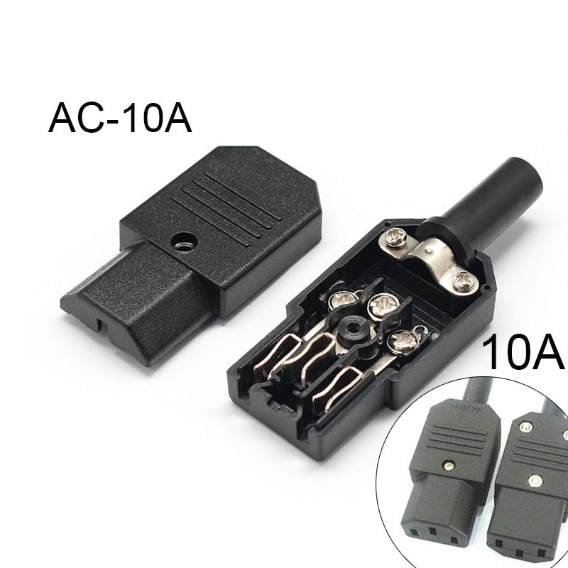 2 3 Pin IEC320 C14 Electrical Power Socket LED 250V Rocker Switch Brass 10A C6 Fuse Inlet Plug Connector Computer Mount Outlet