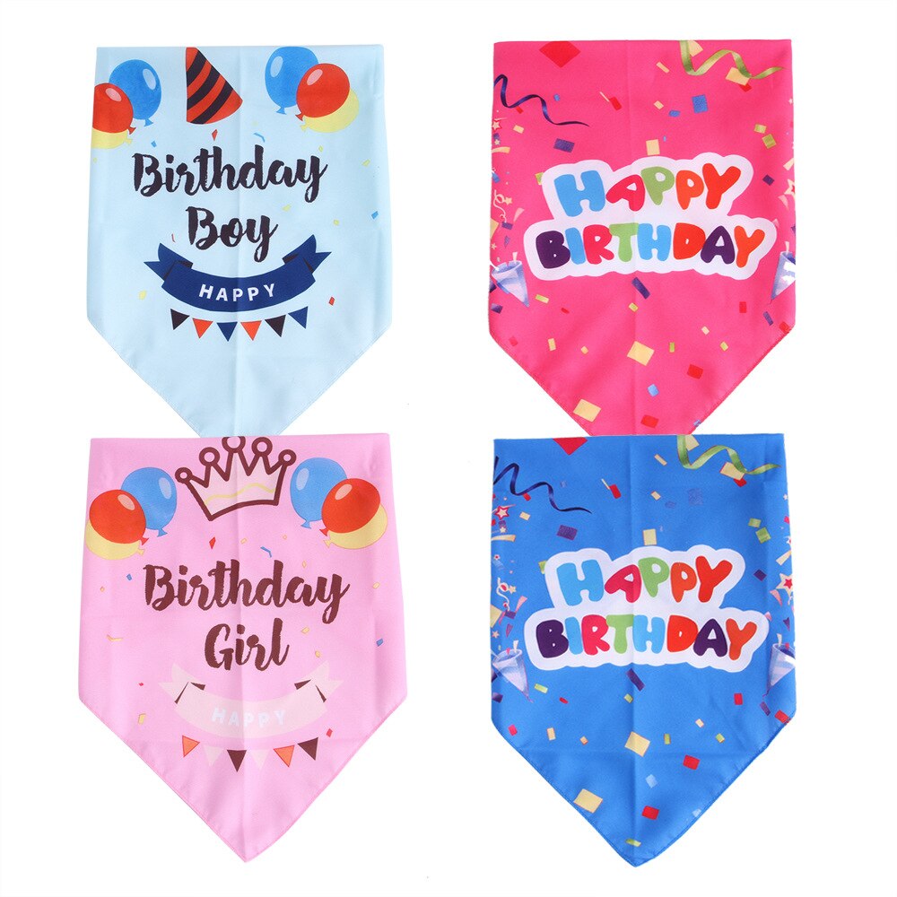 Happy Birthday Dog Bandanas Triangular Bandage Scarf Pet Product Puppy Kitten Teddy Chihuahua Neckerchief Dogs Accessories Gift