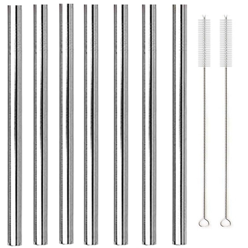 7 Colors 8.5" Wide Metal Drinking Straw 304 Stainless Steel Straws Set Reusable Boba Straw for Bubble Tea Milk Bar Accessory
