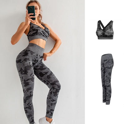 Seamless Gym Yoga Set Women Gym Clothes Camo Gym Set Women Tracksuit Fitness Women Sport Set Workout Clothes For Women Sportwear