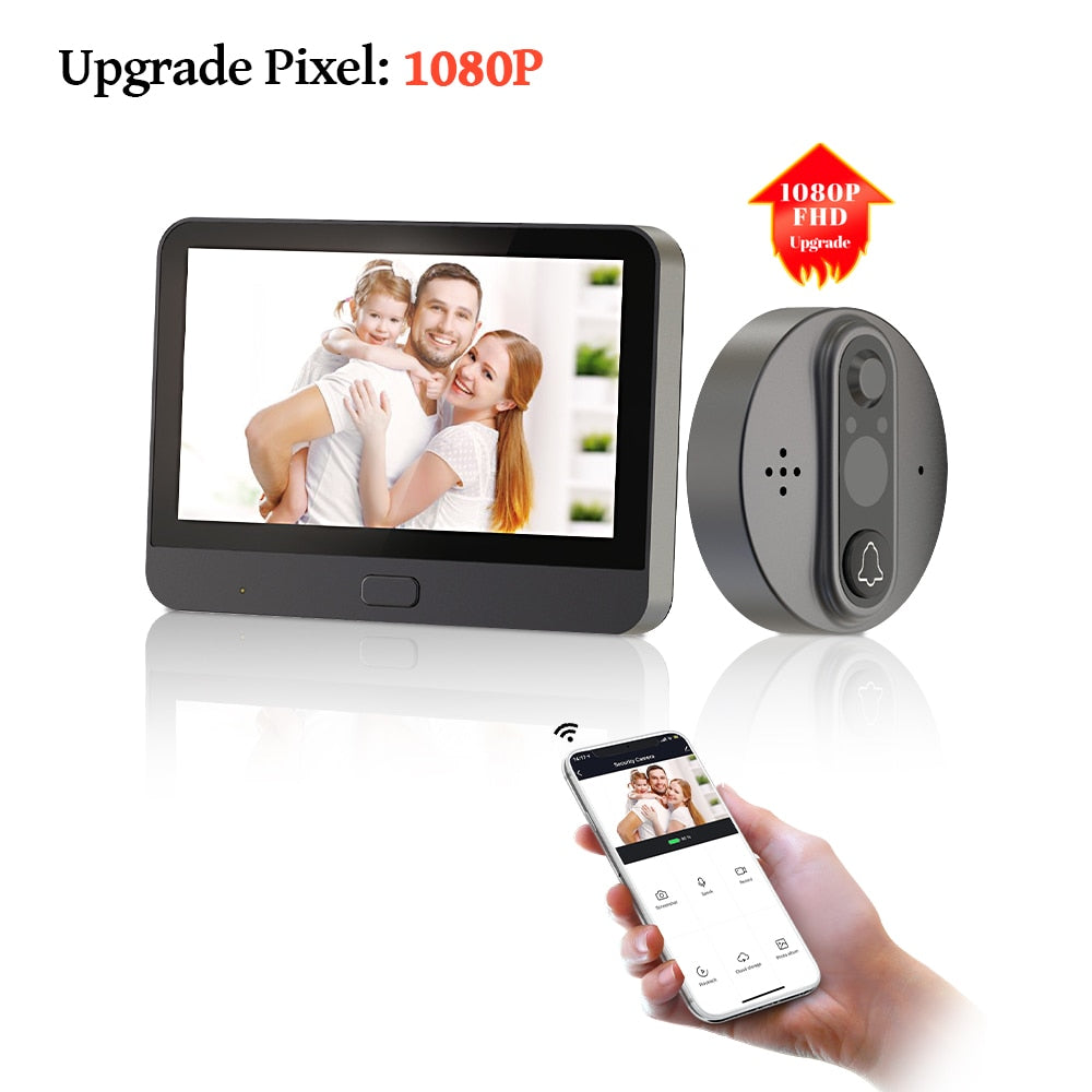 Jeatone Tuya smart WiFi door bell With 1080P/120°Camera video peephole for door 4.3" LCD screen 24H PIR Movement Detection Eye