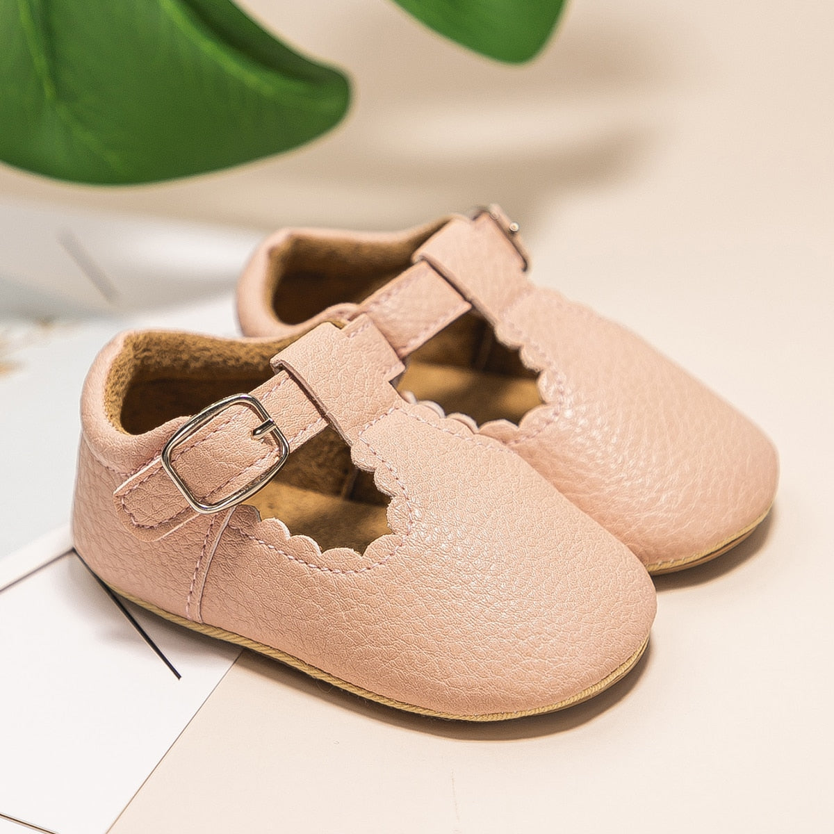 KIDSUN Newborn Baby Shoes Stripe PU Leather Boy Girl Shoes Toddler Rubber Sole Anti-slip First Walkers Infant Moccasins