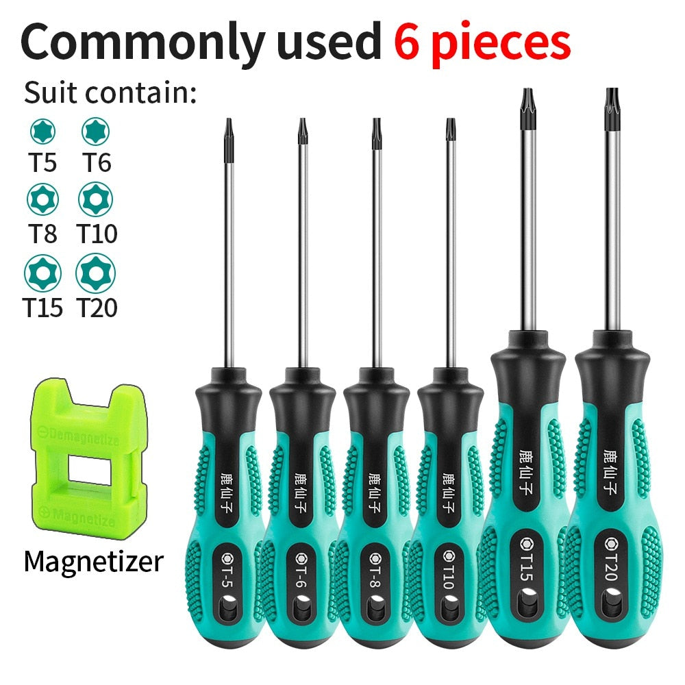 LUXIANZI Torx Screwdriver Set Hand Multi-tool Kit Magnetic Bit Insulated Handle Screw Driver Repair Tools For Home Manual