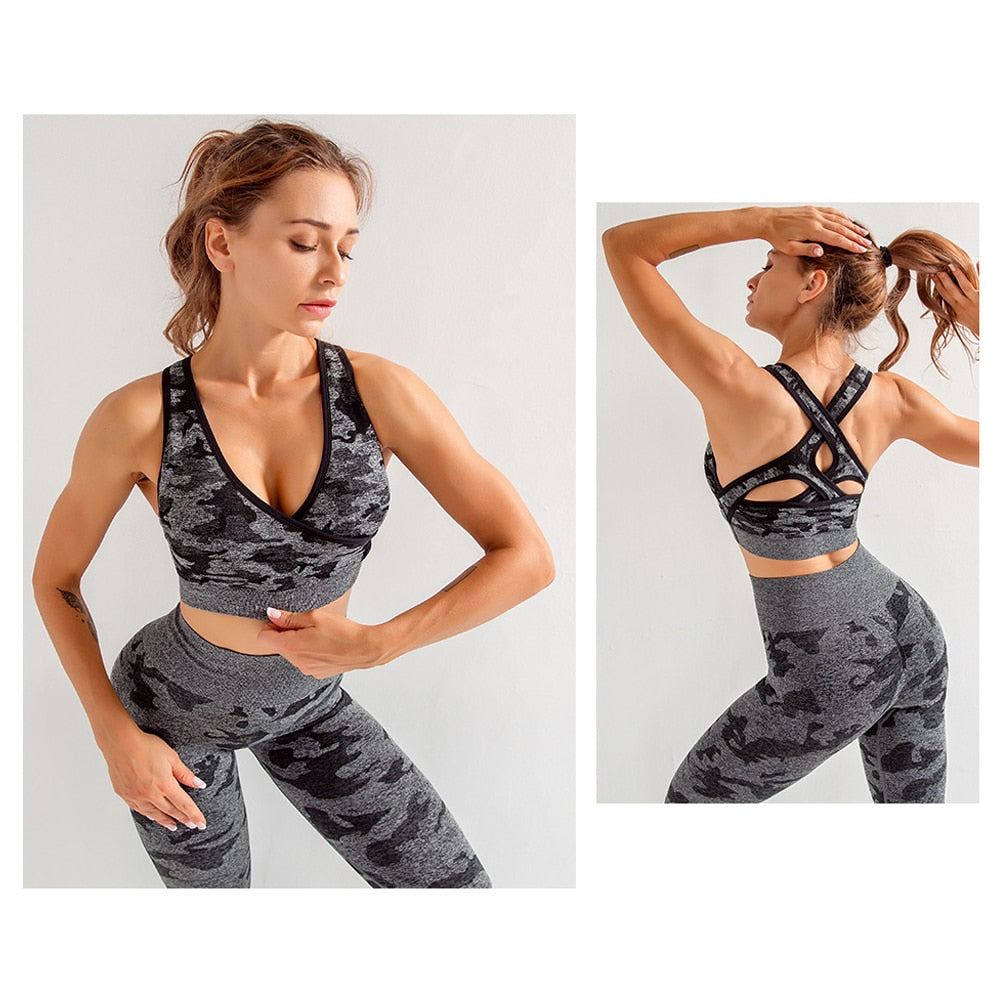 Seamless Gym Yoga Set Women Gym Clothes Camo Gym Set Women Tracksuit Fitness Women Sport Set Workout Clothes For Women Sportwear