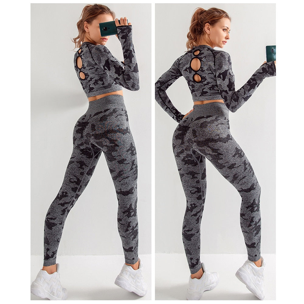 Seamless Gym Yoga Set Women Gym Clothes Camo Gym Set Women Tracksuit Fitness Women Sport Set Workout Clothes For Women Sportwear