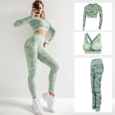 Seamless Gym Yoga Set Women Gym Clothes Camo Gym Set Women Tracksuit Fitness Women Sport Set Workout Clothes For Women Sportwear