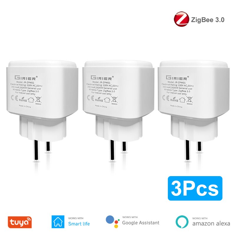 Tuya ZigBee 3.0 Smart Power Plug 16A Wireless App Voice Remote Control Socket Energy Monitor Outlet Works with Alexa Google Home