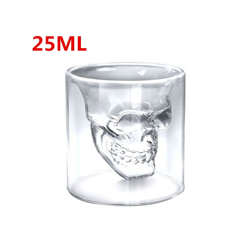 Creative skull glass whisky vodka wine crystal bottle spirits cups transparent wine drinking cups bar home shot glasses set