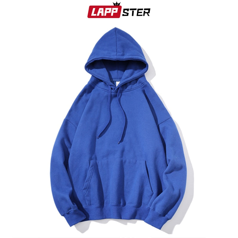LAPPSTER Men Harajuku Colorful Streetwear Hoodies 2023 Autumn Mens Hip Hop Solid Hooded Sweatshirts Korean Fashions Black Hoodie