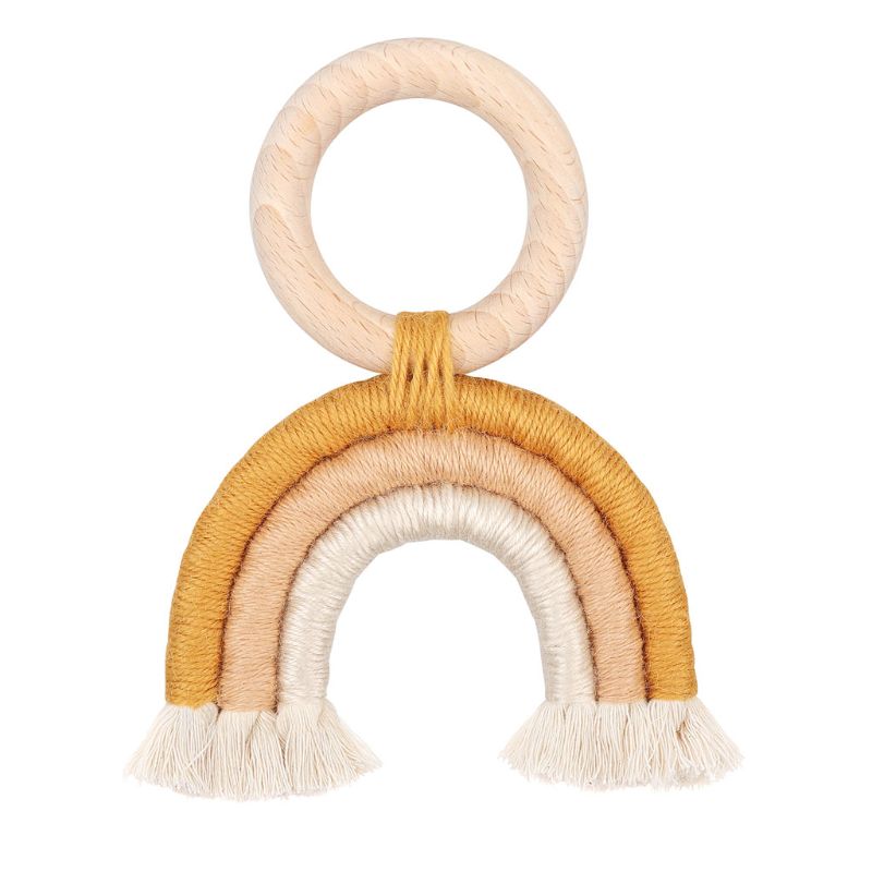 Baby Teether Crochet Wood Rring Rattle Food Grade Wooden Products DIY Crafts Teething Toys