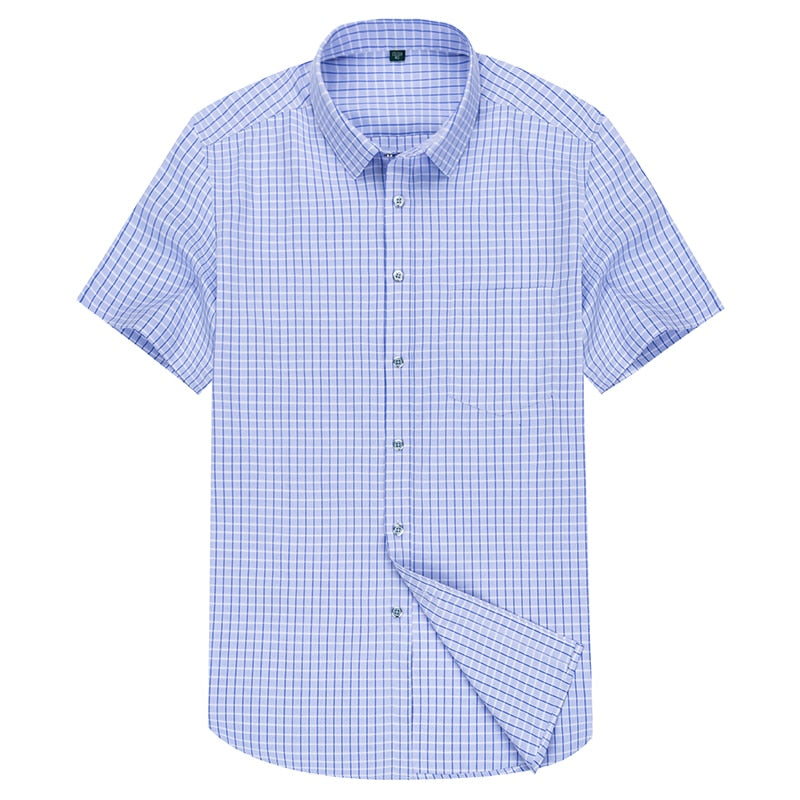 Man High Quality Men's clothing Casual Shirts Leisure Design Plaid Men's Social Shirts Short Sleeve Men's Dress Shirt for men