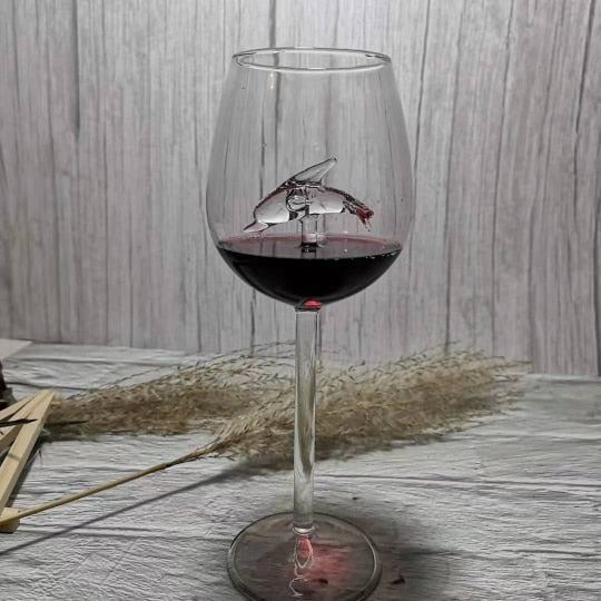 Creative Built-in Shark Wine Glass New Design Goblet Whiskey Glass Dinner Decorate Handmade Crystal For Party Flutes Glass
