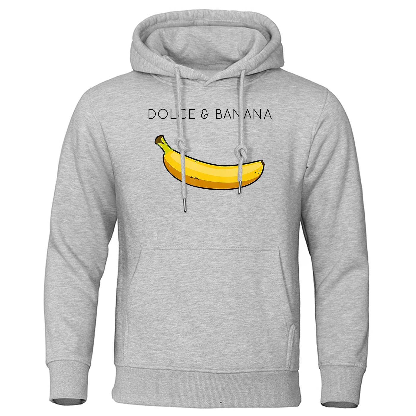 Dolce & Banana Printing Men's Sweatshirt Fashion Casual Hoodies Autumn Loose Pullover Tops Pocket Fleece Warm Sportswear Male