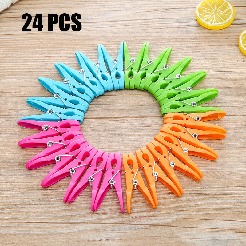 24Pcs High Quality Laundry Clothespins for Towels Socks Clips for Bed Sheet Hangers Racks Clip Clothes Pin Kitchen Home Supplies