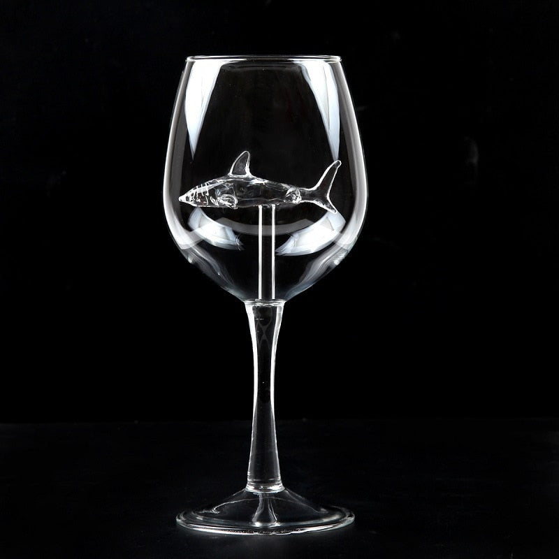 Creative Built-in Shark Wine Glass New Design Goblet Whiskey Glass Dinner Decorate Handmade Crystal For Party Flutes Glass