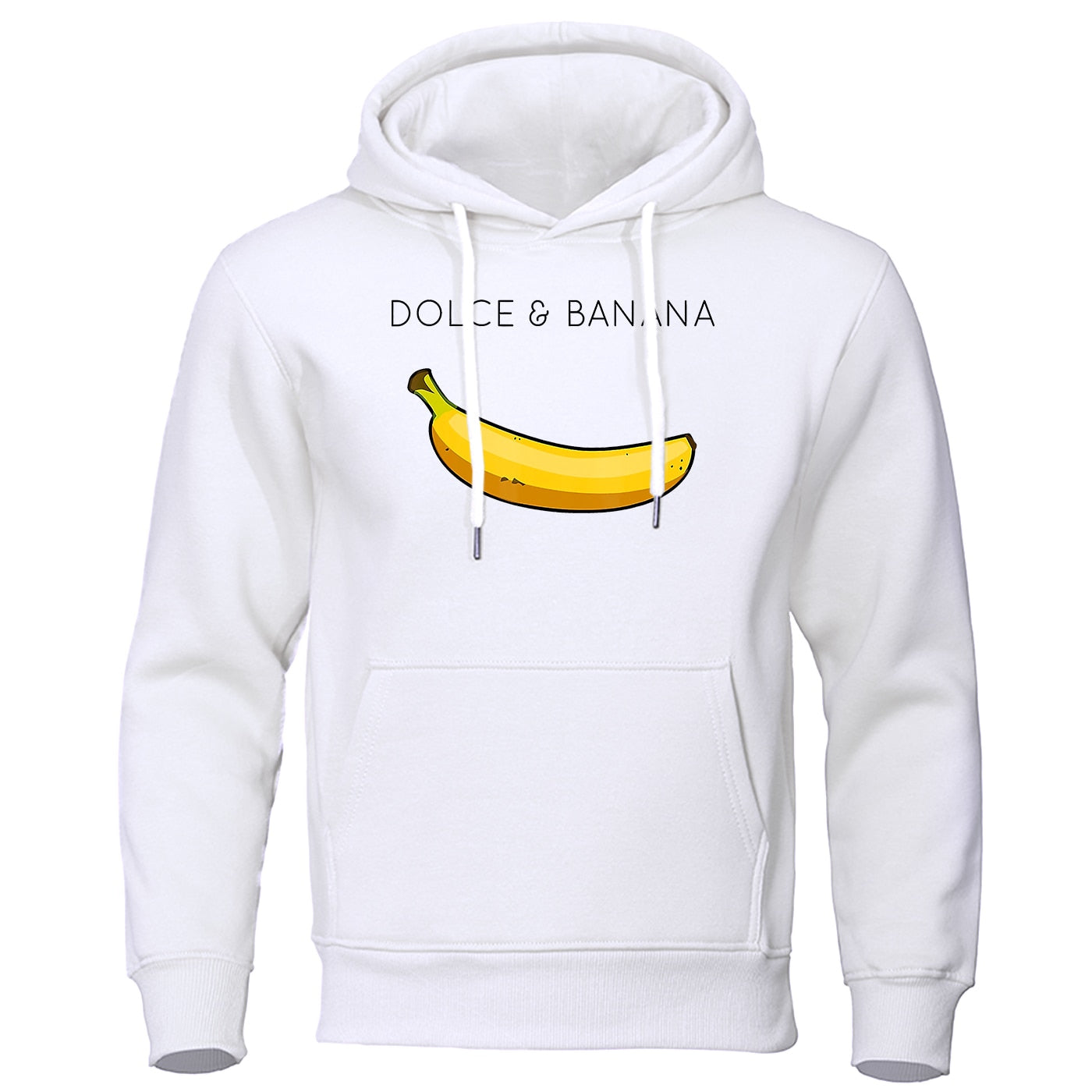 Dolce & Banana Printing Men's Sweatshirt Fashion Casual Hoodies Autumn Loose Pullover Tops Pocket Fleece Warm Sportswear Male