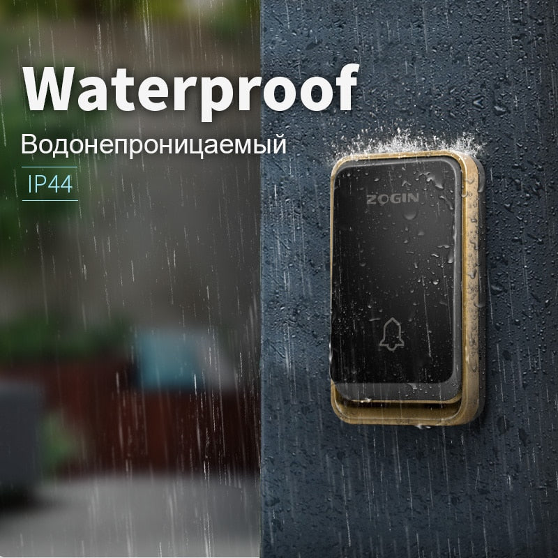 ZOGIN Wireless Doorbell Smart Door Bell Home Waterproof Cordless Ring Dong Chime House Call 110 240V timbre casa calling button