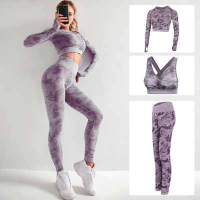 Seamless Gym Yoga Set Women Gym Clothes Camo Gym Set Women Tracksuit Fitness Women Sport Set Workout Clothes For Women Sportwear