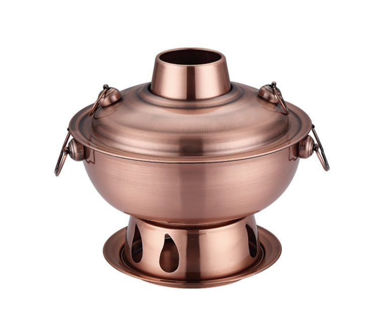 1.8 Liters High Quality Stainless Steel Hot Pot, Chinese Fondue Lamb Chinese Charcoal Hotpot Outdoor Cooker Picnic Cooker