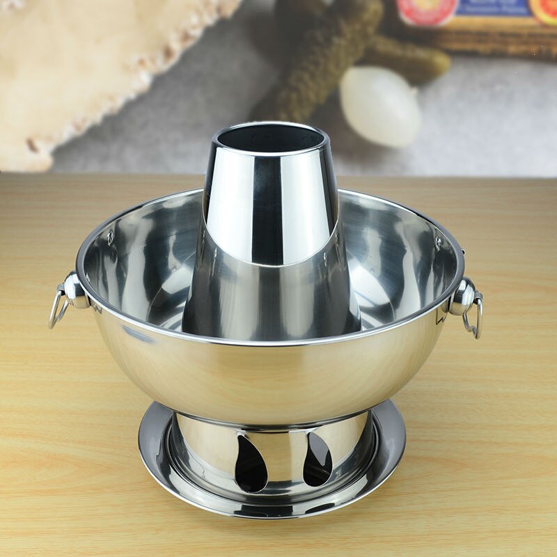 1.8 Liters High Quality Stainless Steel Hot Pot, Chinese Fondue Lamb Chinese Charcoal Hotpot Outdoor Cooker Picnic Cooker
