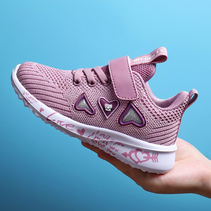 ULKNN Girls Sports Shoes spring New Children's Double Net Breathable Big Kids Students Pink Wild Children's Shoes Casual 26-37