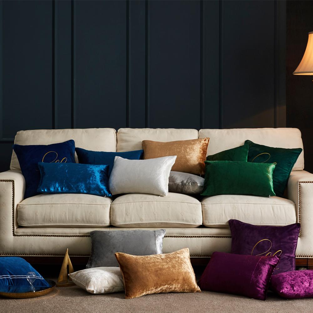 2 Packs Gold Decorative Cushions Covers Cases for Sofa Bed Couch Modern Luxury Solid Velvet Home Throw Pillows Covers Silver