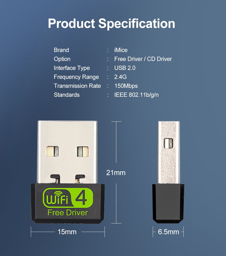 Mini USB WiFi Adapter 150Mbps Wi-Fi Adapter For PC USB Ethernet WiFi Dongle 2.4G Network Card Antena Wi Fi Receiver