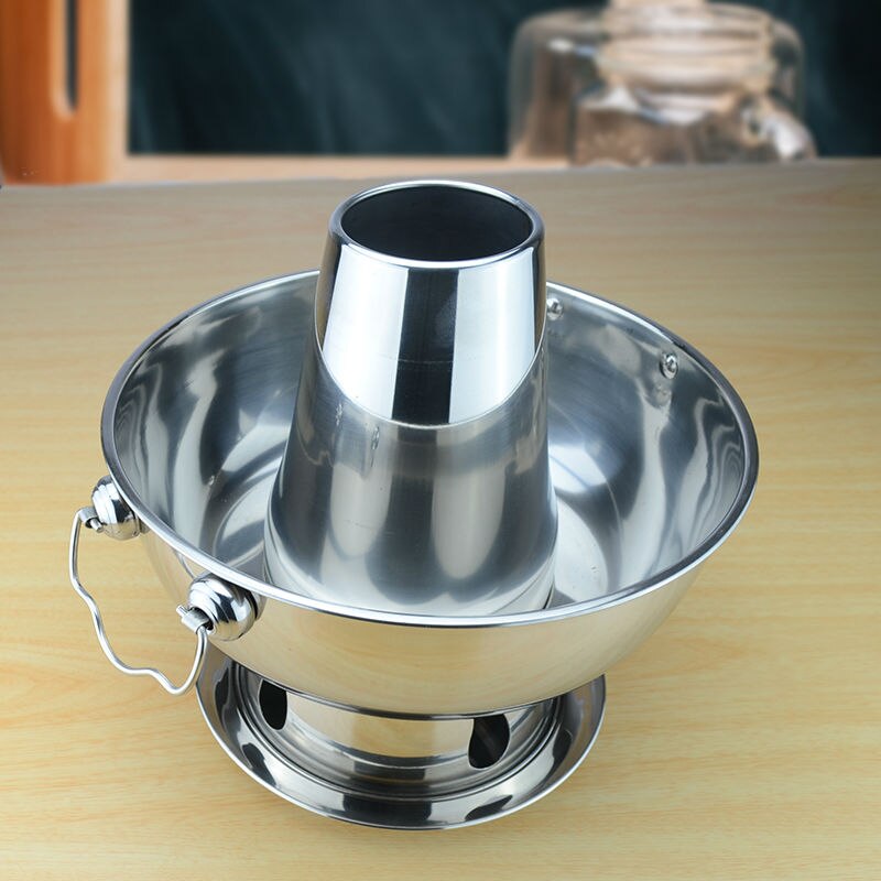 1.8 Liters High Quality Stainless Steel Hot Pot, Chinese Fondue Lamb Chinese Charcoal Hotpot Outdoor Cooker Picnic Cooker