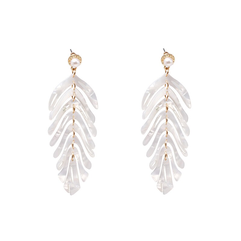 JURAN New Long Dangle Resin Green Leaves Earrings Party Jewelry Accessories Handmade Fashion Acrylic Earrings for Women 2023