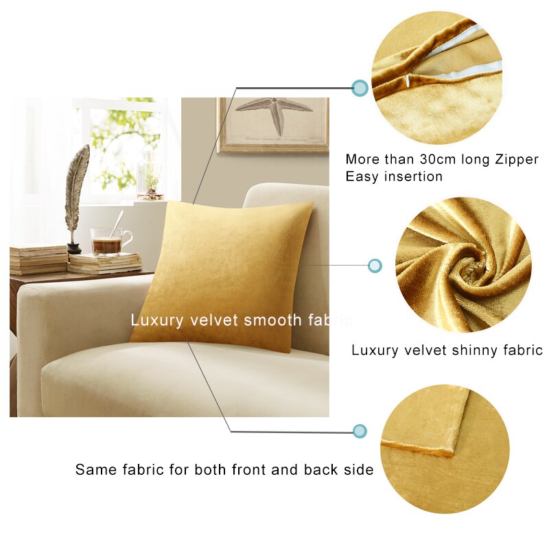 2 Packs Gold Decorative Cushions Covers Cases for Sofa Bed Couch Modern Luxury Solid Velvet Home Throw Pillows Covers Silver