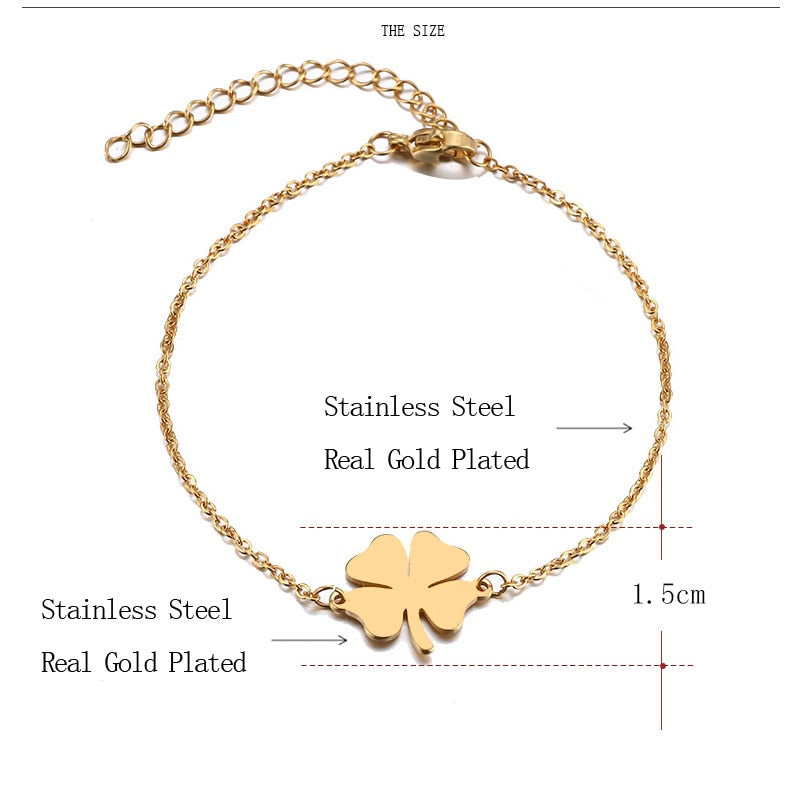 DOTIFI For Women Stainless Steel Bracelet Lucky Clover Gold Color Pulseira Feminina Lover Engagement Jewelry