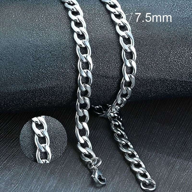 Vnox Men's Cuban Link Chain Necklace Stainless Steel Black Gold Color Male Choker colar Jewelry Gifts for Him