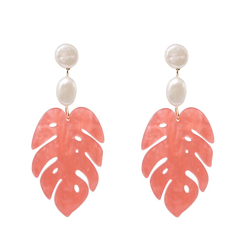 JURAN New Long Dangle Resin Green Leaves Earrings Party Jewelry Accessories Handmade Fashion Acrylic Earrings for Women 2023