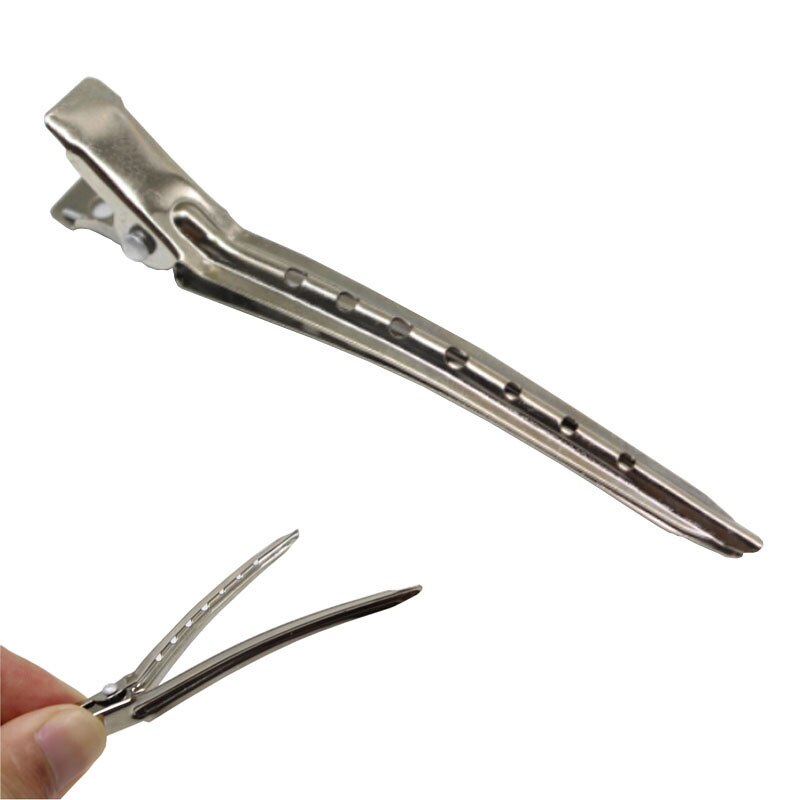 10pcs Hair Care Clips Stainless Steel Hairdressing Sectioning Clips Clamps For Hairdressing Barber Hair Cut Use Styling Tools