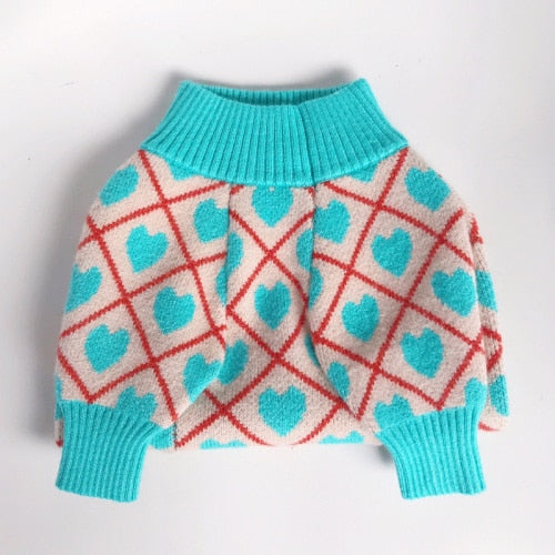 2020 Blue heart Dog sweater dog clothes french bulldog clothes