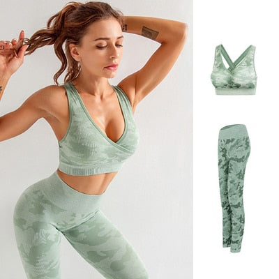 Seamless Gym Yoga Set Women Gym Clothes Camo Gym Set Women Tracksuit Fitness Women Sport Set Workout Clothes For Women Sportwear