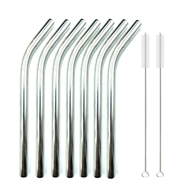 7 Colors 8.5" Wide Metal Drinking Straw 304 Stainless Steel Straws Set Reusable Boba Straw for Bubble Tea Milk Bar Accessory