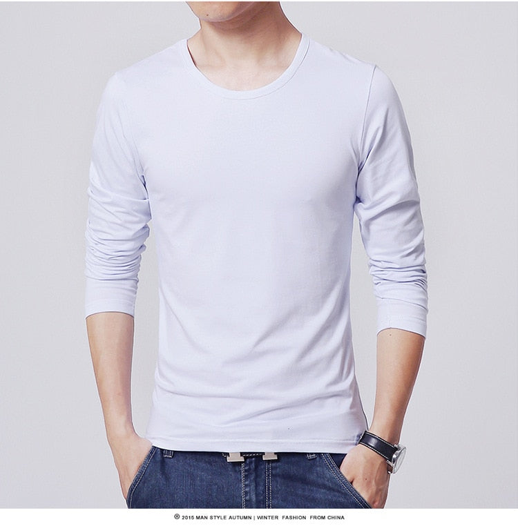 2023 MRMT Brand New Men's T-Shirts Long Sleeve Slim Men T-Shirt Young Man Pure Color Tops Tees Shirt O-Neck For Male Boys Tshirt