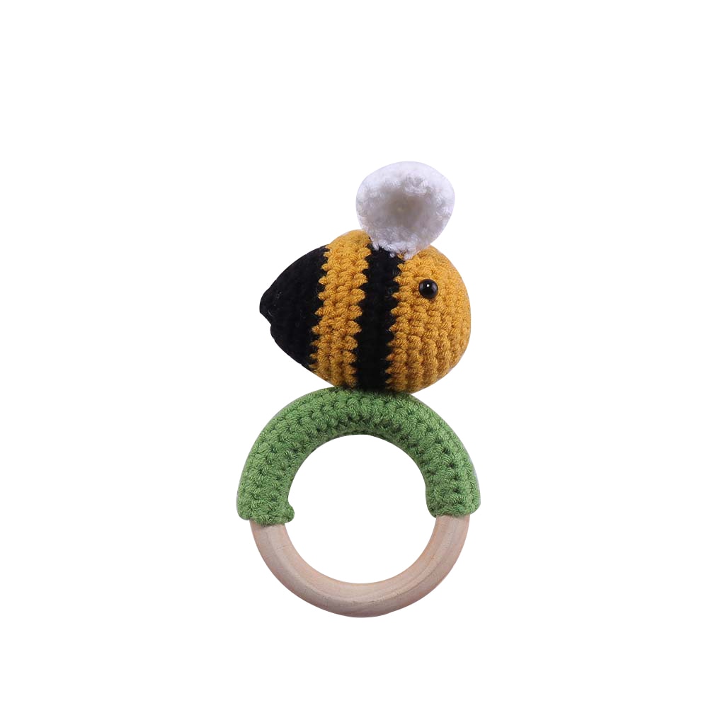 1Pc Baby Wooden Teether Crochet Giraffe Rattle Toy BPA Free Wood Rodent Rattle Baby Mobile Gym Custom logo Educational Toys