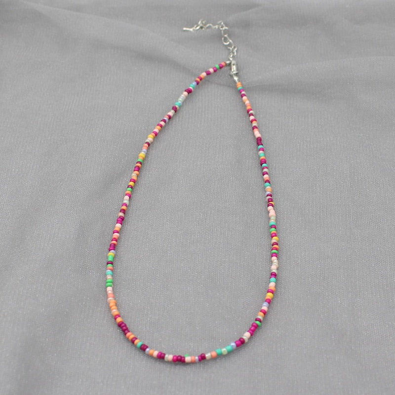 Simple Seed Beads Strand Choker Necklace Women String Collar Charm Colorful Handmade Bohemia Collier Femme Jewelry Gift
