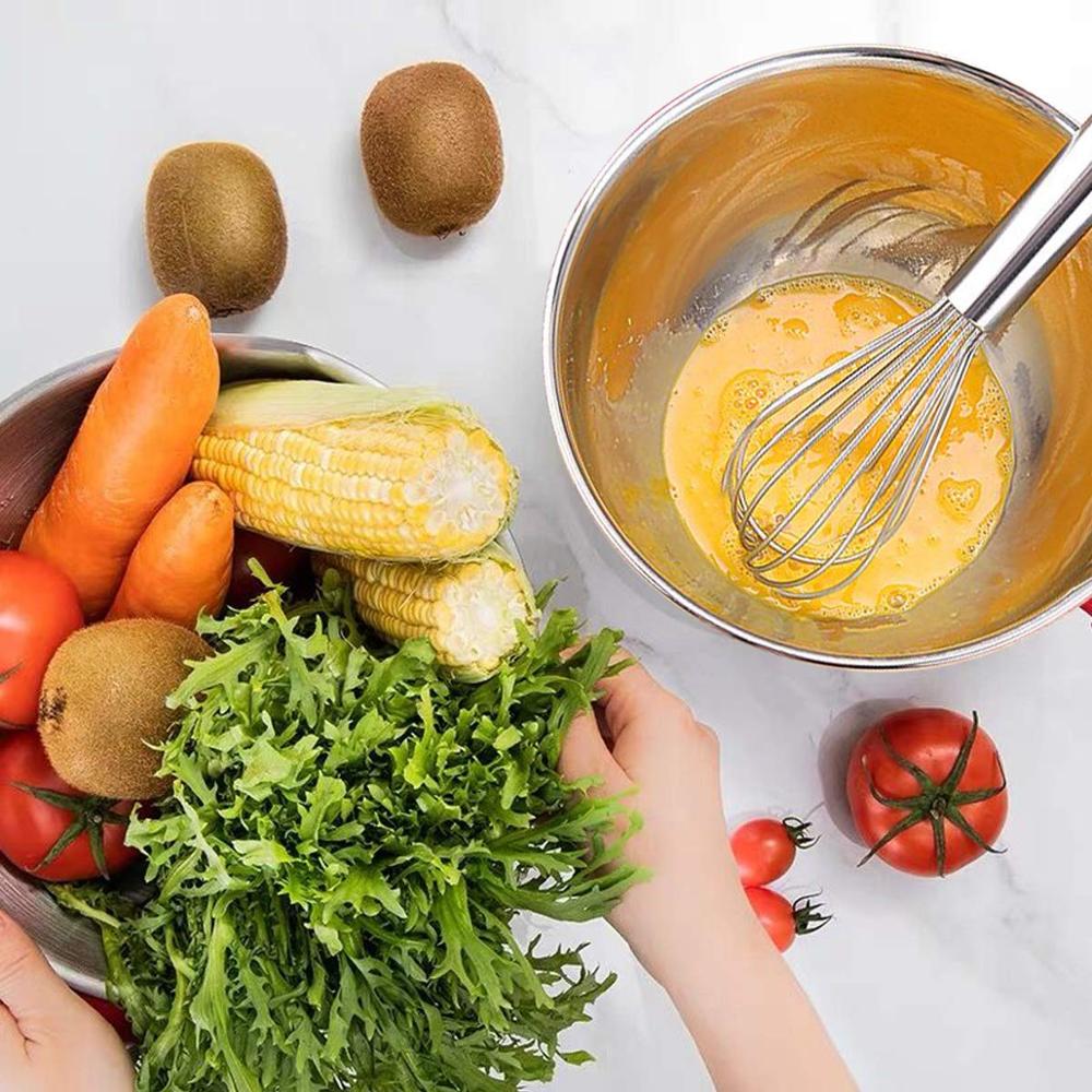 Colorful 304 Stainless Steel Salad Bowl With Lid Non-slip Silicone Bottom Kitchen Egg Mixing Bowls Set For Cooking Baking