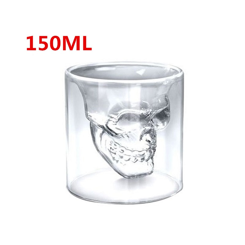 Creative skull glass whisky vodka wine crystal bottle spirits cups transparent wine drinking cups bar home shot glasses set