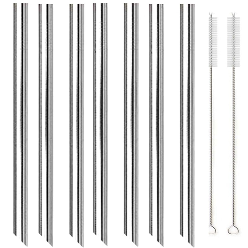 7 Colors 8.5" Wide Metal Drinking Straw 304 Stainless Steel Straws Set Reusable Boba Straw for Bubble Tea Milk Bar Accessory